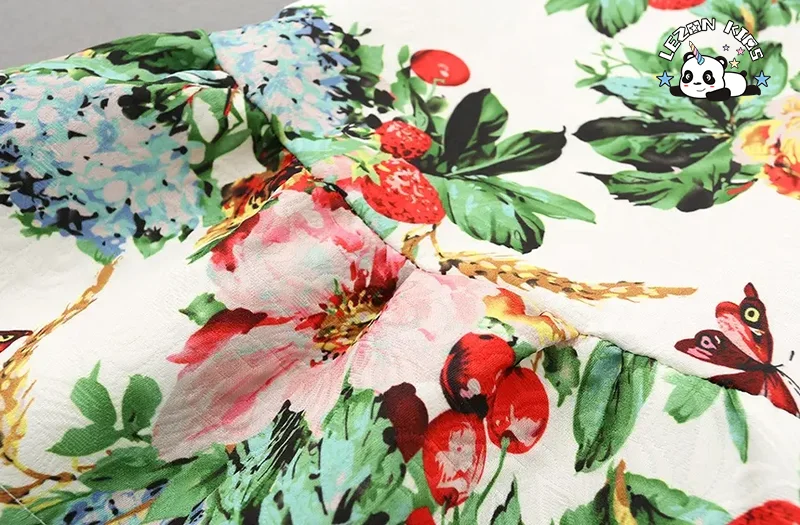 LEZONKIDS - Vestido impresso sem mangas com flores por atacado para meninas, vestido de festa de aniversário, roupas casuais para 2-14 anos